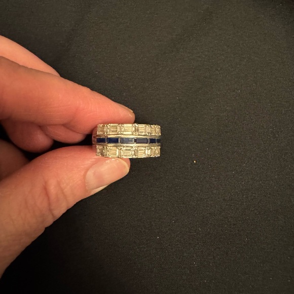 BNWOT | Vera Wang Love Collection Emerald & Sapphire Baguette Ring - Picture 2 of 4